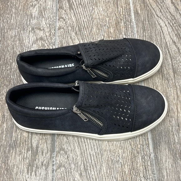 Cushionaire Black Laser-Cut Detail Slip On Sneakers - Picture 2 of 4